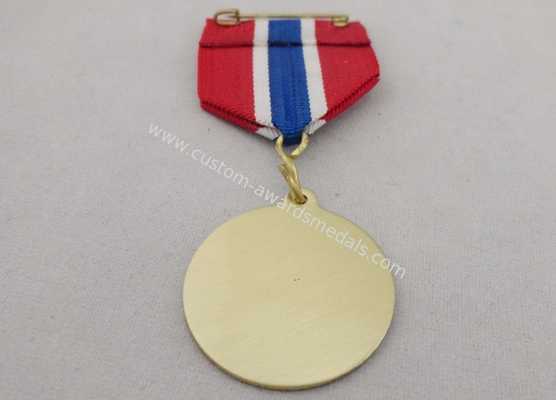 Custom Iron or Brass or Copper Souvenir Gift Medal, Offset Printing Ribbon Medal without Plating