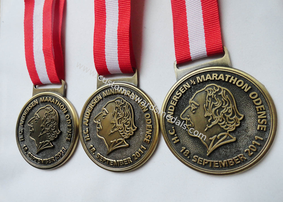 Customized Antique Brass / Copper / Zinc Alloy Plating HC Andersen Marathon medal with Die Casting