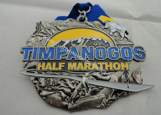 Zinc Alloy Die Casting Iron or Brass or Copper Timpanogos Half Marathon Medal with Glitter