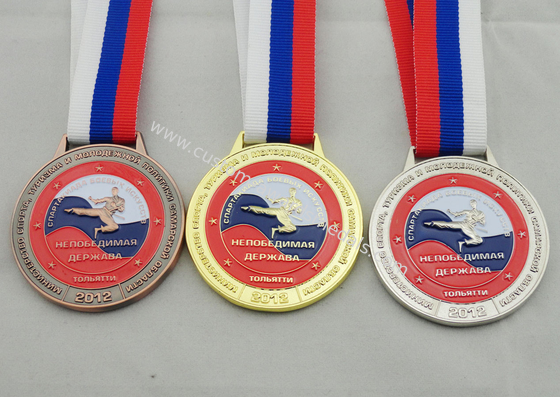 Die Casting 3D Boxing Ribbon Medals with High 3d And High Polishing for Company Promotional Gift