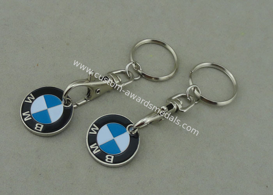 One Euro Customized Iron Trolley Coin With Keychain , Nickel Plating