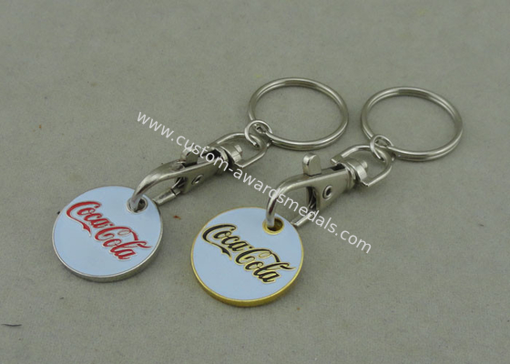 Silver Customized Trolley Coin Keyring Brass Trolley Tokens For Shopping Car