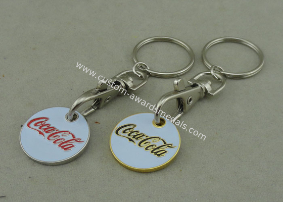 Silver Customized Trolley Coin Keyring Brass Trolley Tokens For Shopping Car