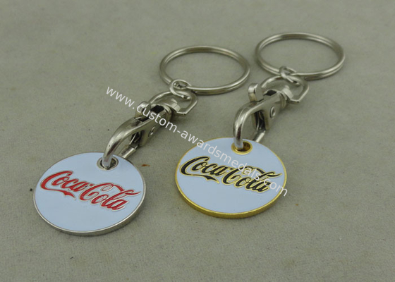 Silver Customized Trolley Coin Keyring Brass Trolley Tokens For Shopping Car