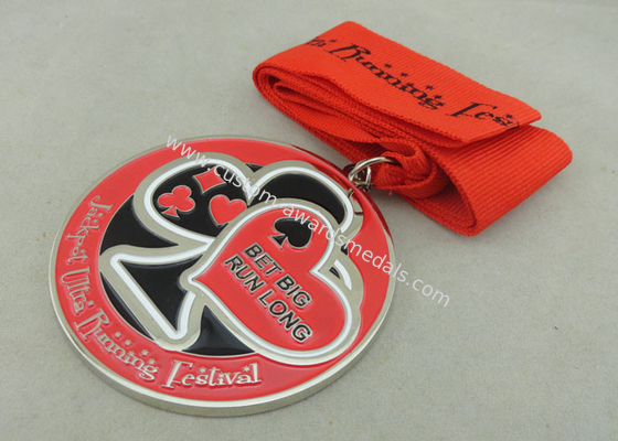 Festival Custom Running Medals Silver Plating Award Ribbons Medals