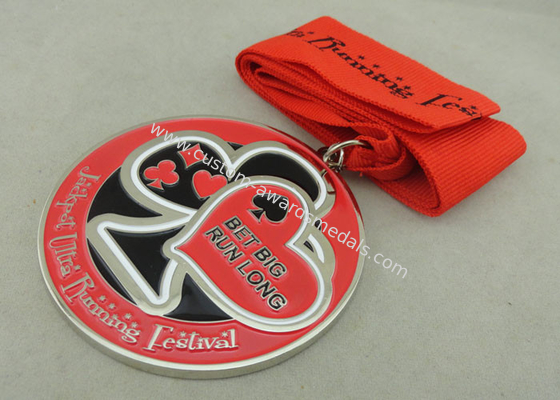 Festival Custom Running Medals Silver Plating Award Ribbons Medals