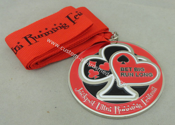 Festival Custom Running Medals Silver Plating Award Ribbons Medals