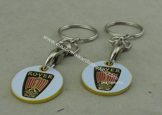 Customised Gold Color Trolley Token Keyring Personalised Rover Brass