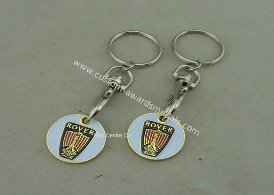 Customised Gold Color Trolley Token Keyring Personalised Rover Brass