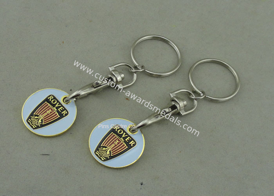 Customised Gold Color Trolley Token Keyring Personalised Rover Brass