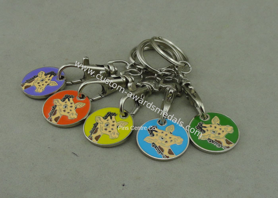 Soft Enamel Personalized Promotional Keyrings Shopping Car Token For Supper Market