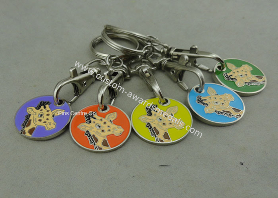 Soft Enamel Personalized Promotional Keyrings Shopping Car Token For Supper Market