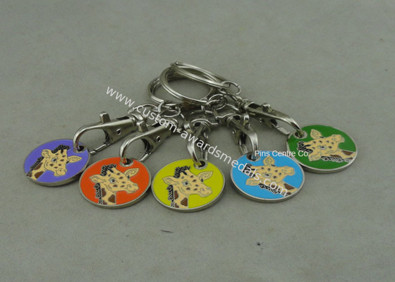 Soft Enamel Personalized Promotional Keyrings Shopping Car Token For Supper Market