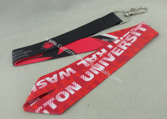 Celebration Promotional Lanyards Printing Stain Material Neck Ribbon With Twist Hook