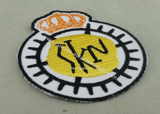 Customized Embroidered Badge For Business Promotion , Black Merrow Eedge