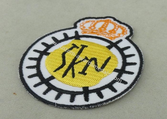 Customized Embroidered Badge For Business Promotion , Black Merrow Eedge