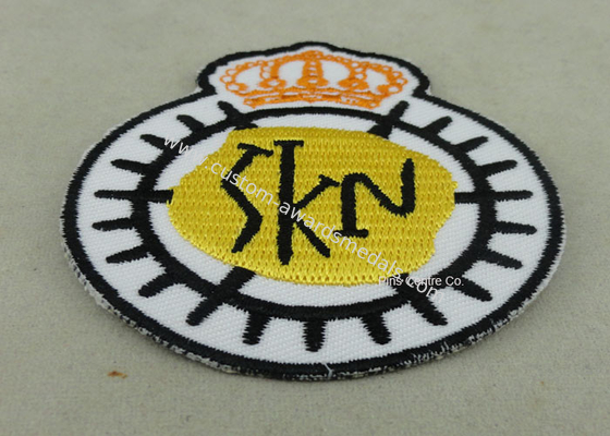 Customized Embroidered Badge For Business Promotion , Black Merrow Eedge