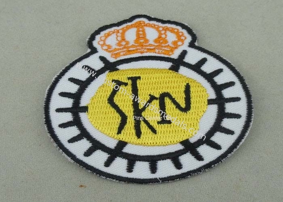 Customized Embroidered Badge For Business Promotion , Black Merrow Eedge