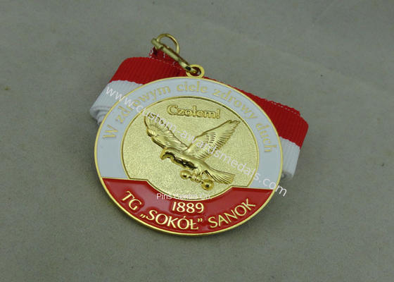 Die Casting Soft Enamel Medal , Marathon Running Medal With Printing Ribbon