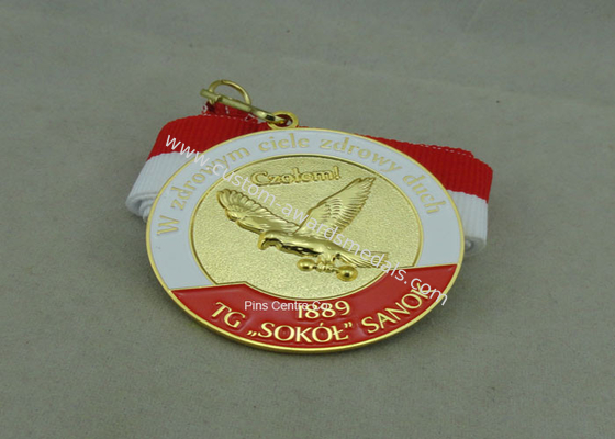 Die Casting Soft Enamel Medal , Marathon Running Medal With Printing Ribbon