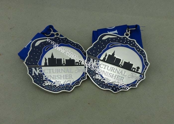 Customized Silver Hard Enamel Medal With Zinc Alloy , Die Struck Medal For Running Sport