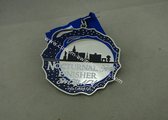 Customized Silver Hard Enamel Medal With Zinc Alloy , Die Struck Medal For Running Sport