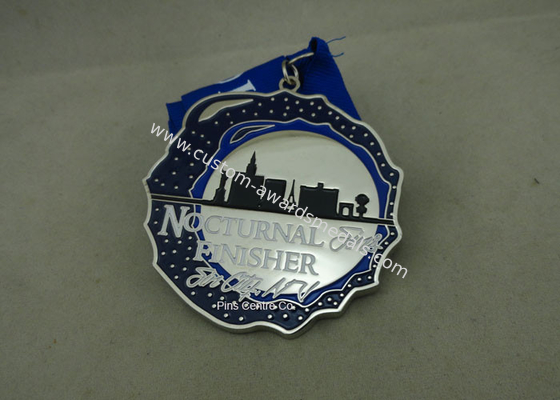 Customized Silver Hard Enamel Medal With Zinc Alloy , Die Struck Medal For Running Sport
