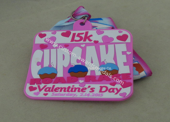 Soft PVC Marathon Medals , 2D Promotional Plastic Medals