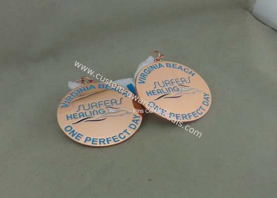 Zinc Alloy Award Ribbons Medals , Eco Friendly Award Medals For Kids