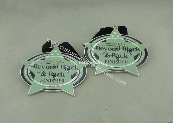 Zinc Alloy Die Casting Ribbon Medals , Souvenir Award Sport Imitation Hard Enamel Medal