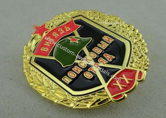 Soft Enamel Military Souvenir Badges With Zinc Alloy , Die Struck Army Awards Badges