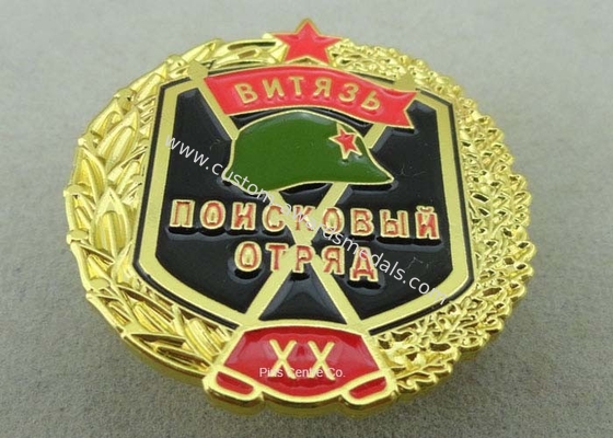 Soft Enamel Military Souvenir Badges With Zinc Alloy , Die Struck Army Awards Badges