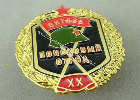 Soft Enamel Military Souvenir Badges With Zinc Alloy , Die Struck Army Awards Badges