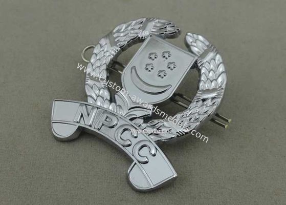 3D Chrome Souvenir Badges , Zinc Alloy Die Struck Awards Police Badges