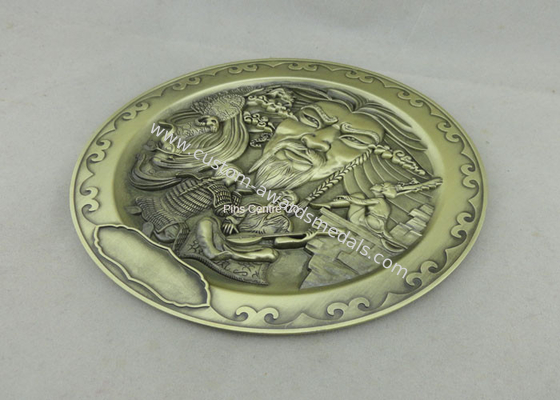 Souvenir Customised Badges , Antique Brass Die Casting 3D Metal Clothes Badges And Patches