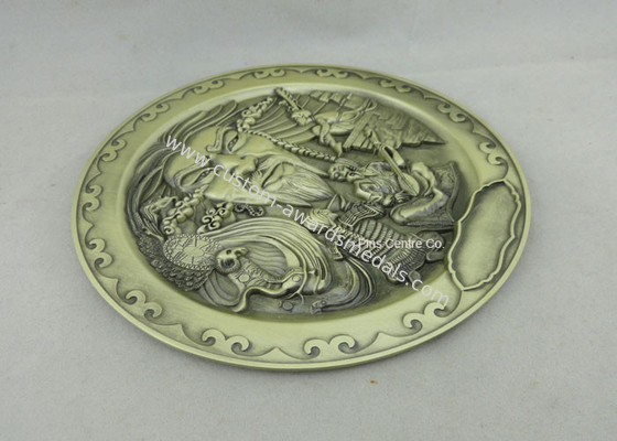 Souvenir Customised Badges , Antique Brass Die Casting 3D Metal Clothes Badges And Patches