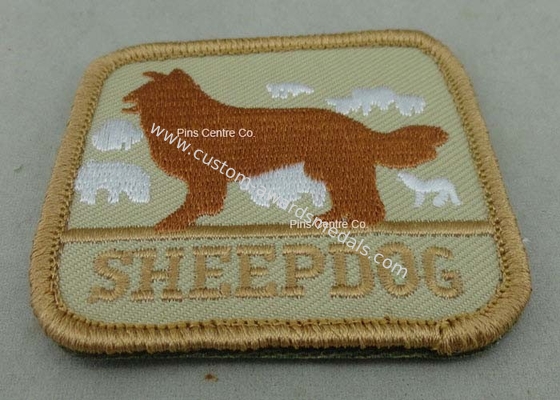 Eco Friendly Custom Embroidery Patches with Polyester yarn / Cotton Yarn metallic thread