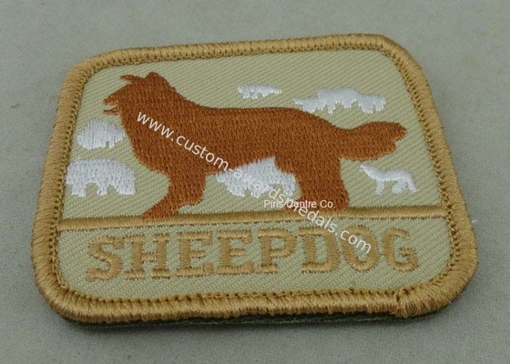 Eco Friendly Custom Embroidery Patches with Polyester yarn / Cotton Yarn metallic thread