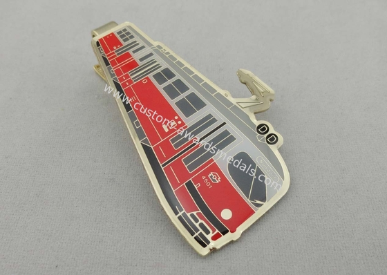 3D Brass Photo Personalized Tie Bar Etched With Soft Enamel , Gold Plating