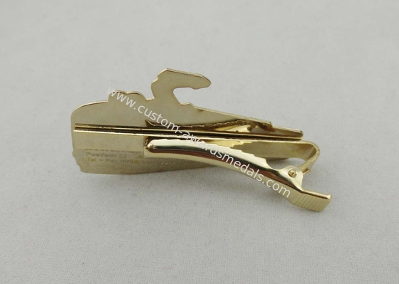 3D Brass Photo Personalized Tie Bar Etched With Soft Enamel , Gold Plating