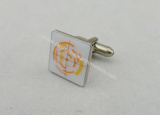 Brass Stamped With Soft Enamel Cufflink , Gold Nickel Plating For School