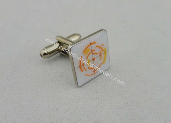 Brass Stamped With Soft Enamel Cufflink , Gold Nickel Plating For School