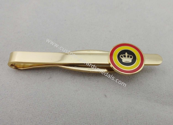 Mini Stamped Personalized Tie Bar With Synthetic Enamel , 13 mm Gold Plating