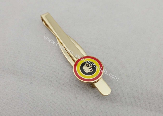 Mini Stamped Personalized Tie Bar With Synthetic Enamel , 13 mm Gold Plating