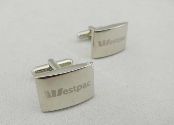 ESTPAC Square Zinc Alloy Cufflink , 21 mm Laser Engraved Logo For Company