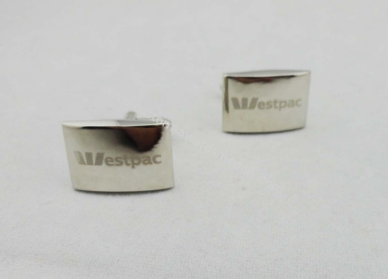 ESTPAC Square Zinc Alloy Cufflink , 21 mm Laser Engraved Logo For Company