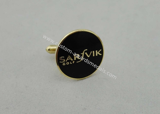 Black Sarfvik Golf Deluxe Stamped Cufflinks With 3d Photo Synthetic Enamel