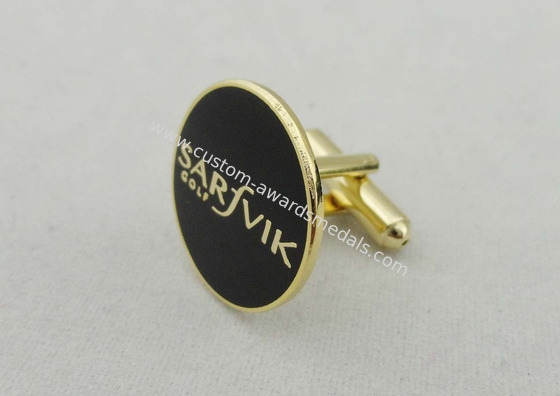 Black Sarfvik Golf Deluxe Stamped Cufflinks With 3d Photo Synthetic Enamel