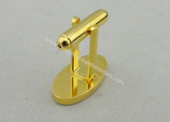 Unique Custom Red Round Cufflink , 2 mm Thickness Imitation Gold Plating