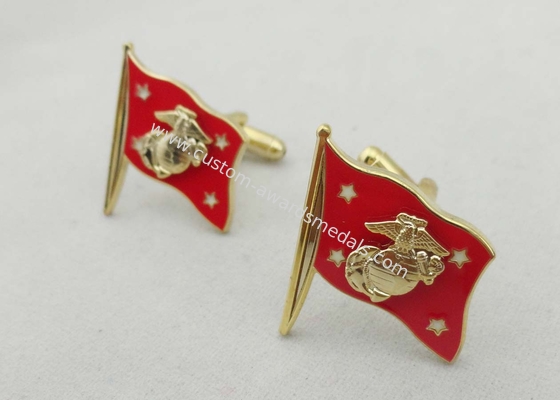 Copper Stamped Soft Enamel Flag Cufflink , 1 Pair Mini 3D Cloisonné Aluminum